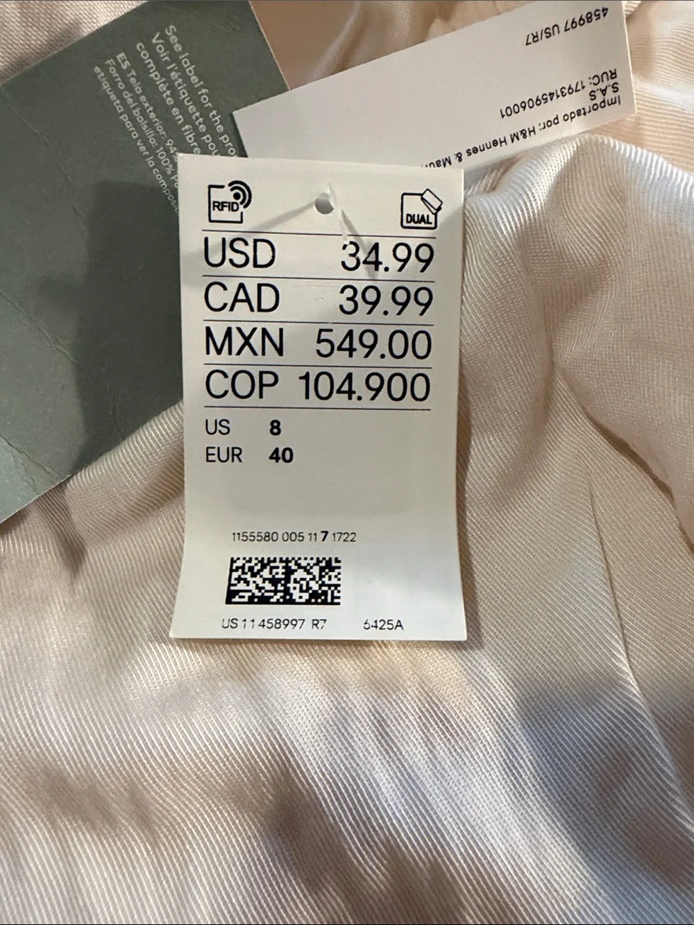 H&M White Wide-Leg Linen Blend Trousers